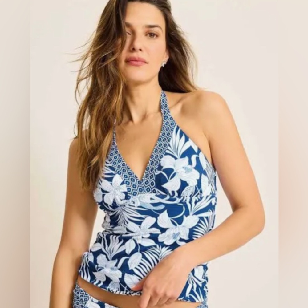 Tommy Bahama Island Cays Blooms Reversible Tankini - Medium - New
